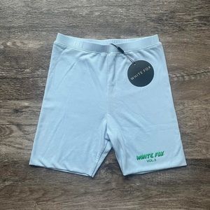 white fox arctic blue biker shorts